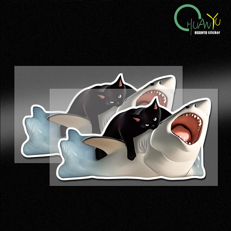 Motorcycle Gear Equipment - RETLPER สติกเกอร์สะท้อนแสง Black Cat Suppressing Shark