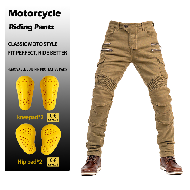 Motorcycle Gear Jeans - กางเกงยีนส์ทรงสลิมฟิตแบบมีซิปสำหรับผู้ชายและผู้หญิง, กางเกงมอเตอร์ไซค์ลำลองสำหรับขี่แบบออฟโรด ป้องกันการตกกระแทก เหมาะสำหรับการเดินทางท่องเที่ยว, ใช้ได้ทุกฤดูกาล
