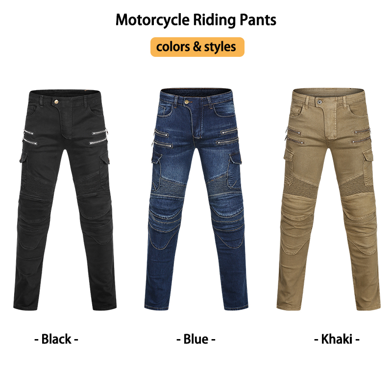 กางเกงยีนส์ทรงสลิมฟิตแบบมีซิปส - Motorcycle Gear Jeans บทวิจารณ์และราคา
