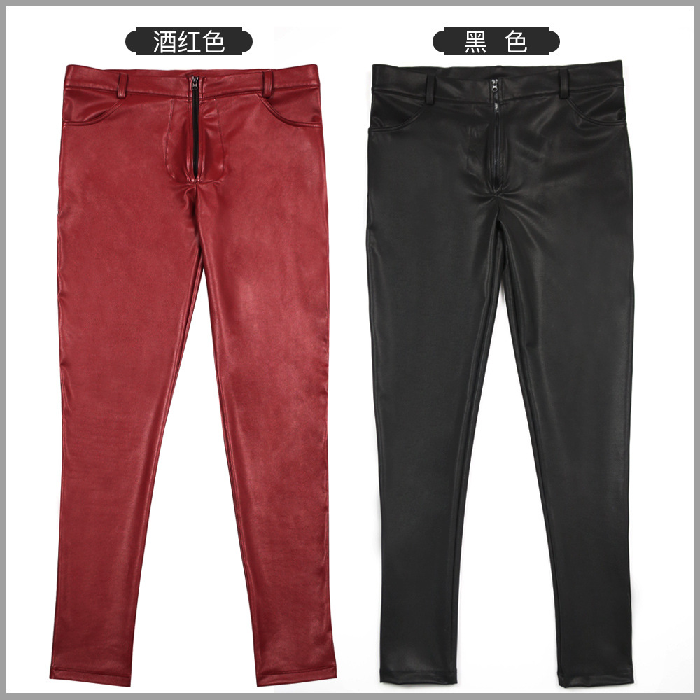 ผู้ชาย PU หนังผอมกางเกงยีนส์สไ - Motorcycle Gear Jeans บทวิจารณ์และราคา