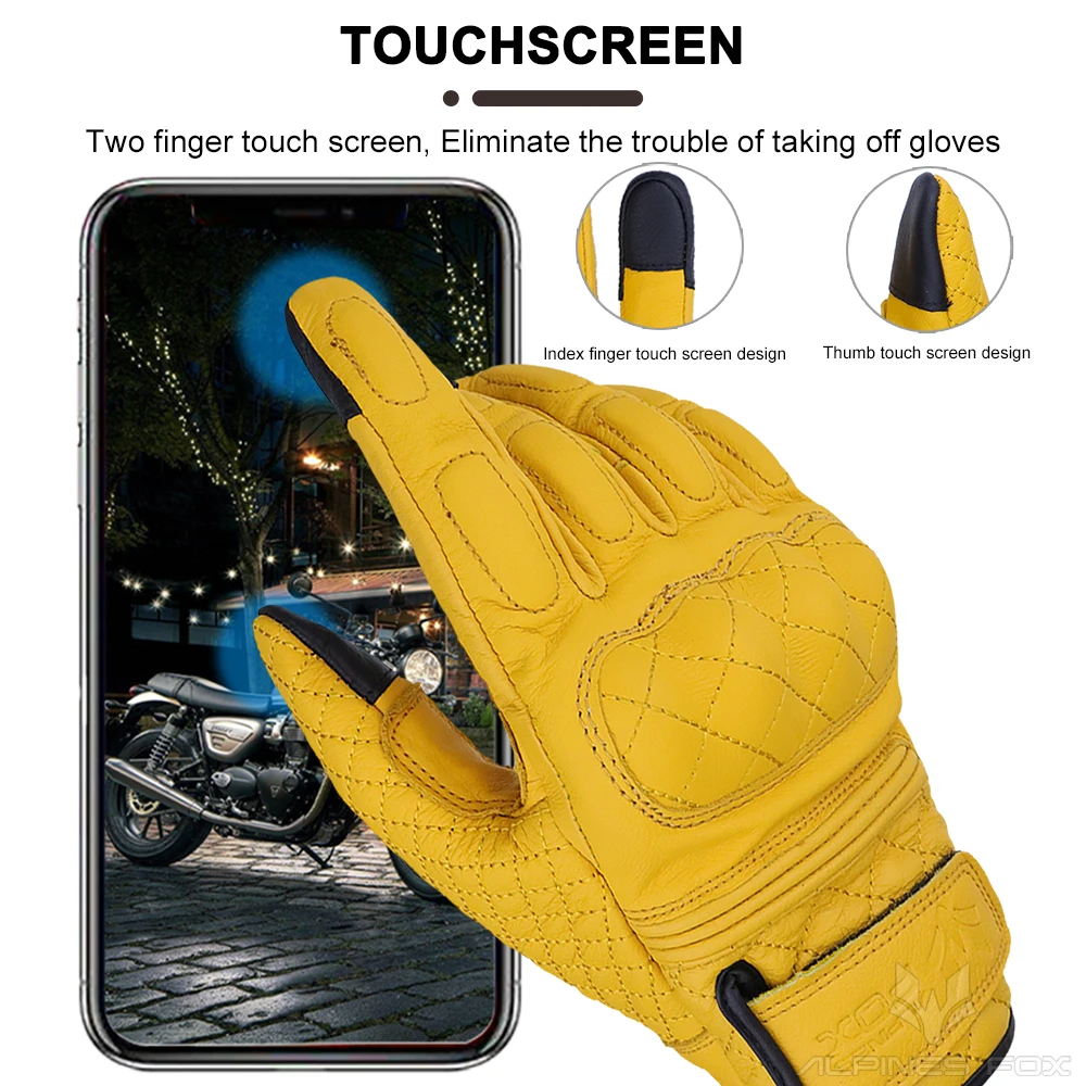 Retro รถจักรยานยนต์ถุงมือหนังแ - Motorcycle Gear Alpine บทวิจารณ์และราคา